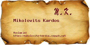 Mikolovits Kardos névjegykártya